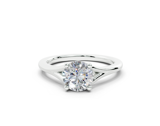 18K Gold Comfort Split Shank Solitaire Diamond Engagement Ring 1 Carat