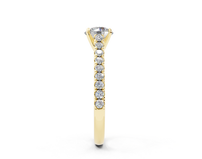 18K Gold Sleek Prong Round Shaped Diamond Engagement Ring 1 Carat