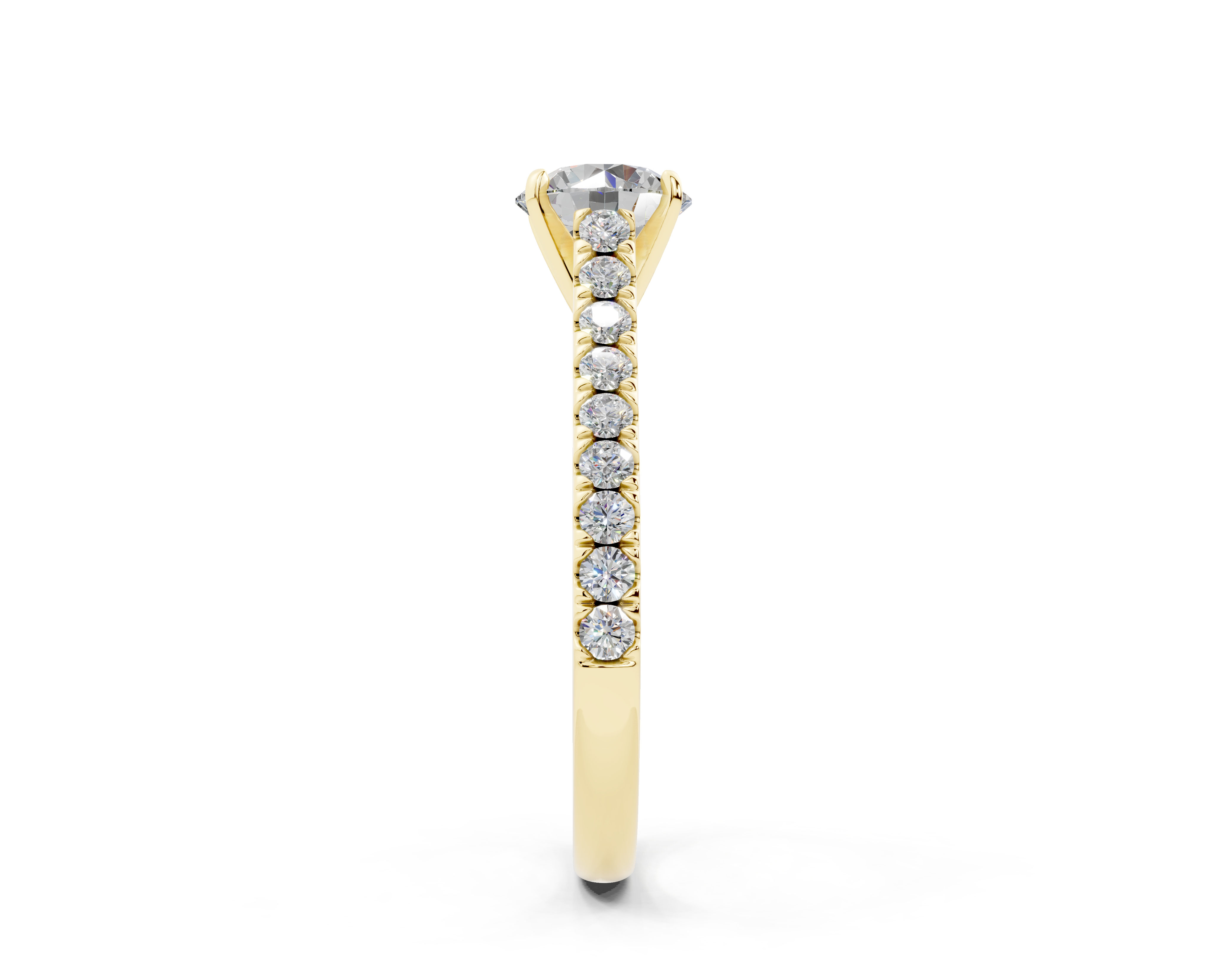 18K Gold Sleek Prong Round Shaped Diamond Engagement Ring 1 Carat - Yellow Gold#Material_Yellow Gold#