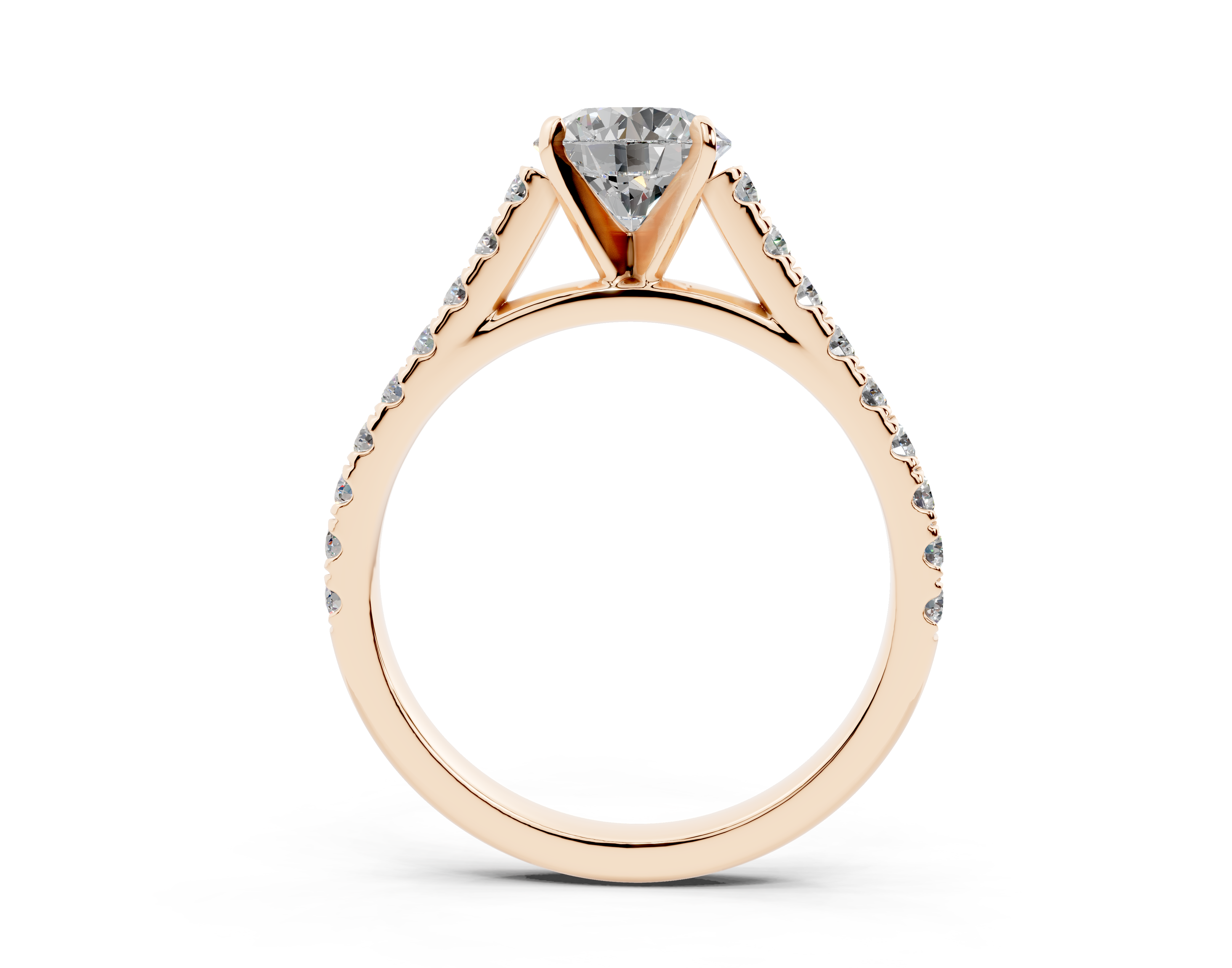 18K Gold Sleek Prong Round Shaped Diamond Engagement Ring 1 Carat - Rose Gold#Material_Rose Gold#
