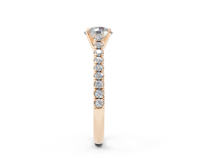 18K Gold Sleek Prong Round Shaped Diamond Engagement Ring 1 Carat
