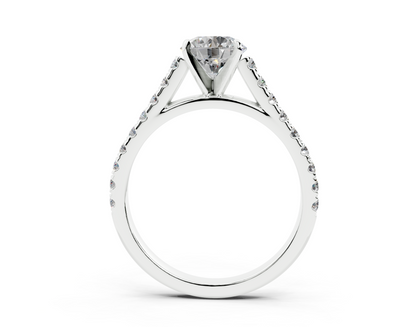 18K Gold Sleek Prong Round Shaped Diamond Engagement Ring 1 Carat