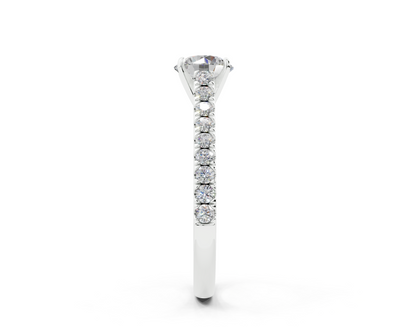 18K Gold Sleek Prong Round Shaped Diamond Engagement Ring 1 Carat