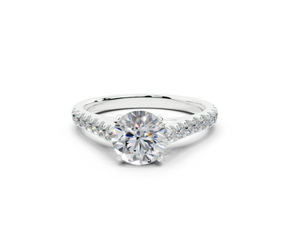 18K Gold Sleek Prong Round Shaped Diamond Engagement Ring 1 Carat