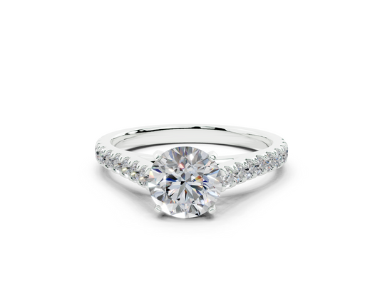 18K Gold Sleek Prong Round Shaped Diamond Engagement Ring 1 Carat