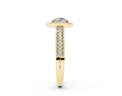 18K Gold Double Shank Halo Diamond Engagement Ring 1 Carat