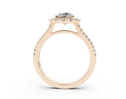 18K Gold Double Shank Halo Diamond Engagement Ring 1 Carat