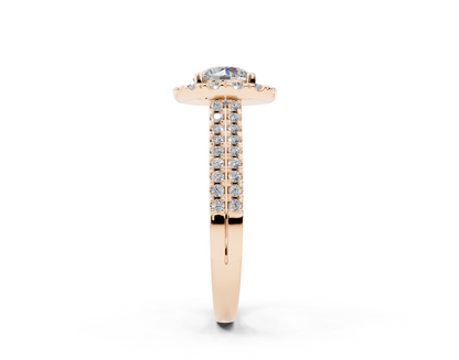 18K Gold Double Shank Halo Diamond Engagement Ring 1 Carat