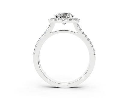 18K Gold Double Shank Halo Diamond Engagement Ring 1 Carat