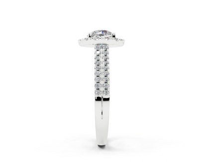 18K Gold Double Shank Halo Diamond Engagement Ring 1 Carat