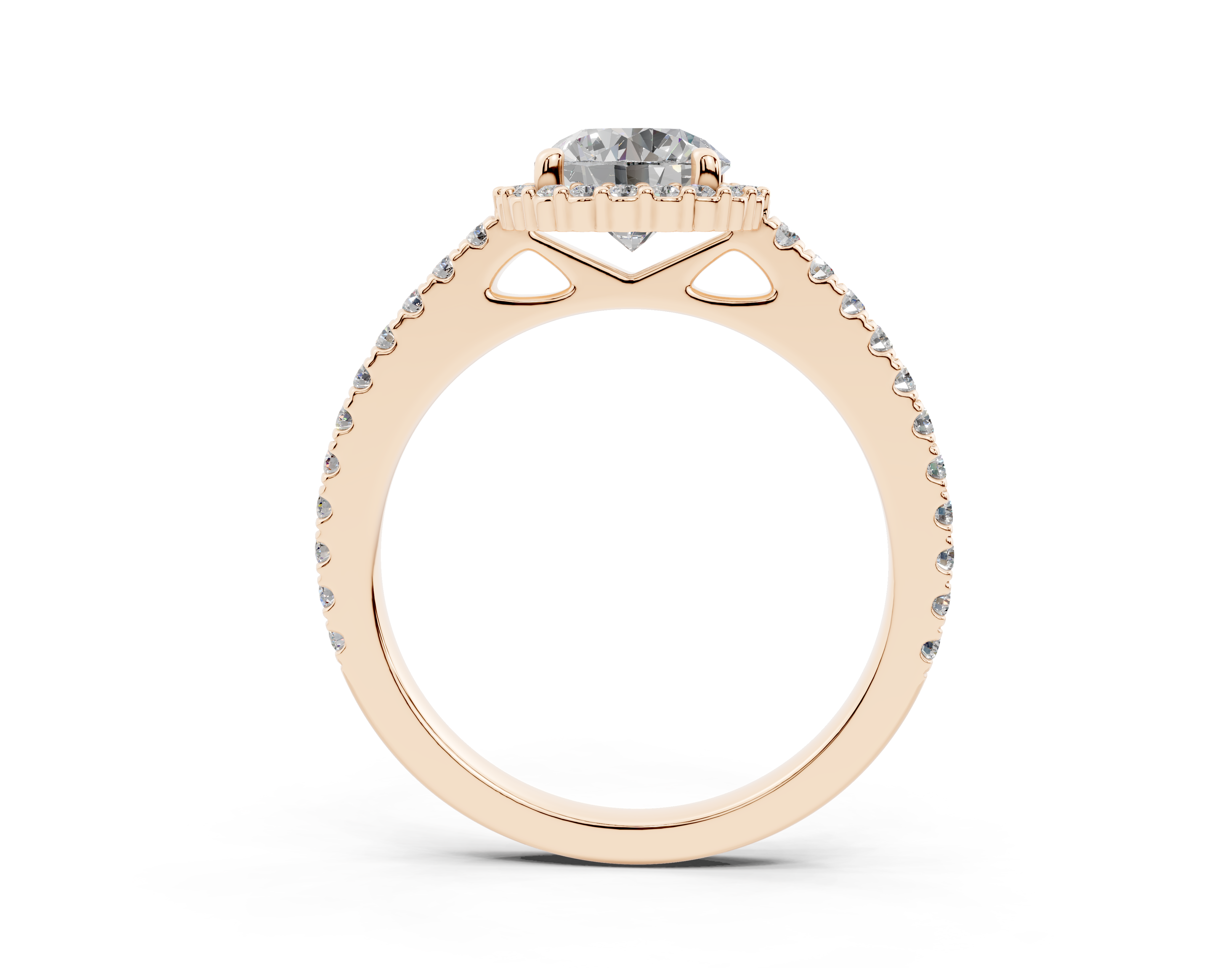 18K Gold Comfort Petite Halo Diamond Engagement Ring 1 Carat - Rose Gold#Material_Rose Gold#