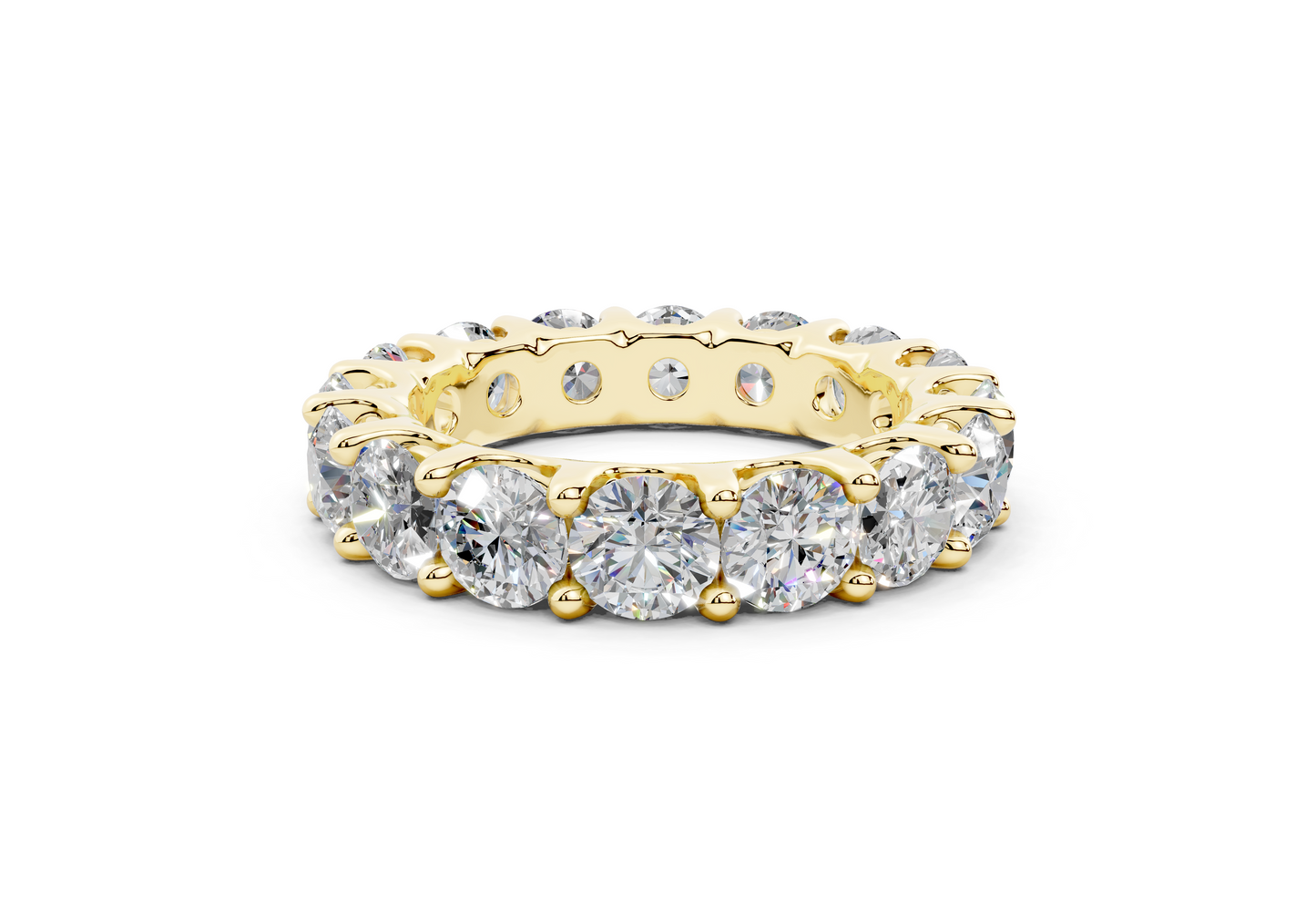 9 Carat 18K Gold Low Dome Basket Lab-Grown Sleek Comfort Diamond Eternity Ring