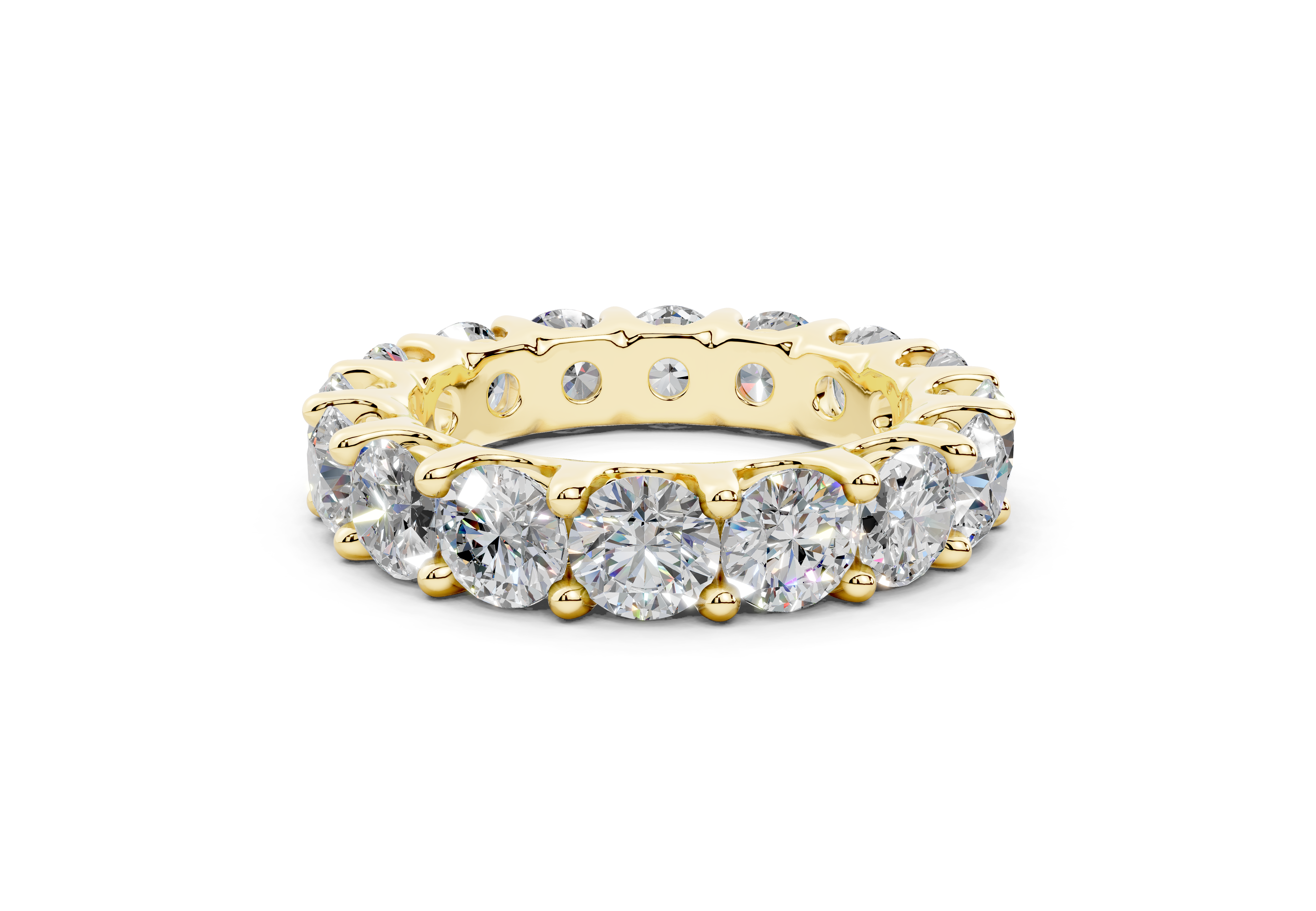 4 Carat 18K Gold Low Dome Basket Lab-Grown Sleek Comfort Diamond Eternity Ring - Yellow Gold - Yellow Gold - Yellow Gold#Material_Yellow Gold#