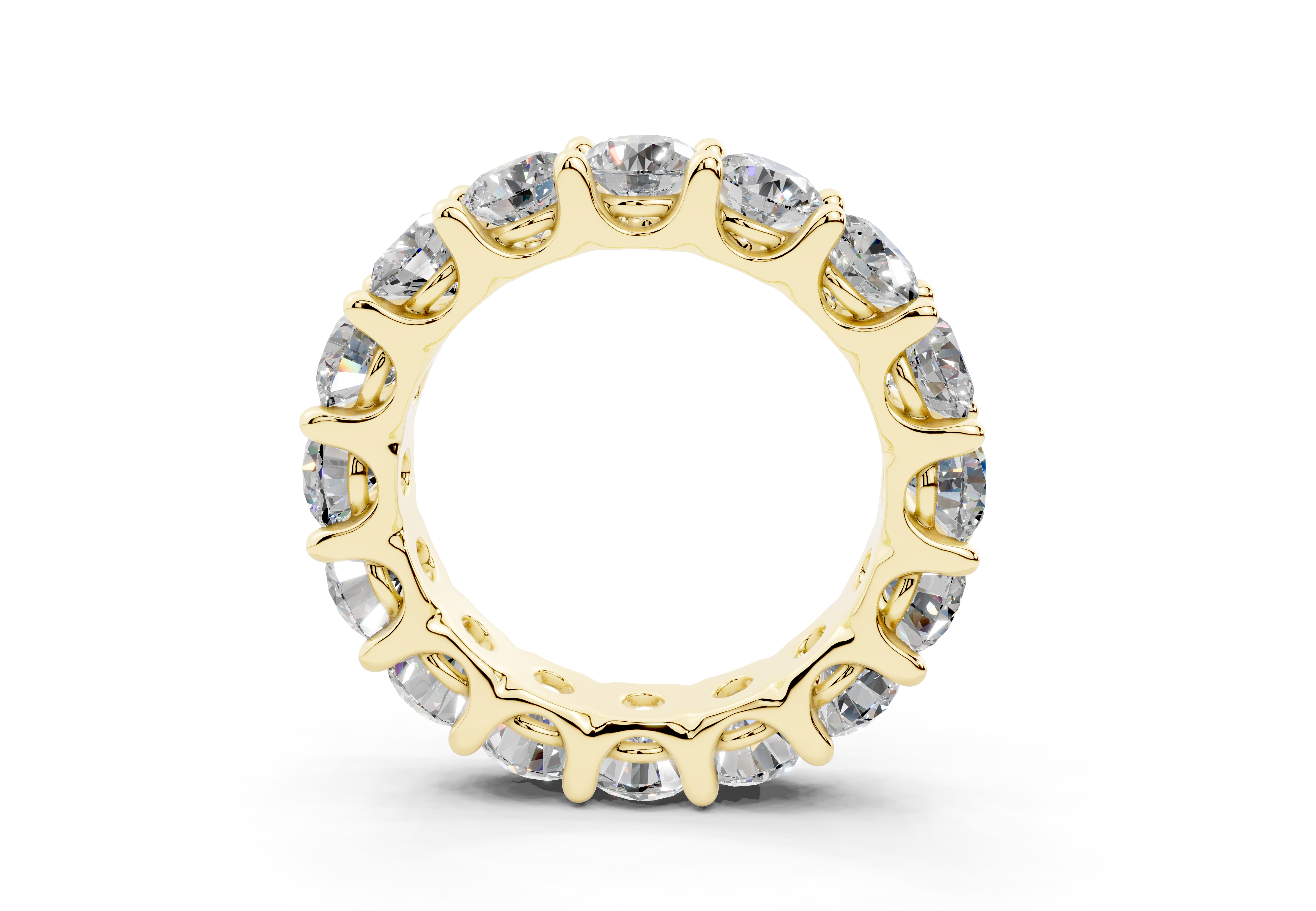 4 Carat 18K Gold Low Dome Basket Lab-Grown Sleek Comfort Diamond Eternity Ring - Yellow Gold - Yellow Gold - Yellow Gold#Material_Yellow Gold#