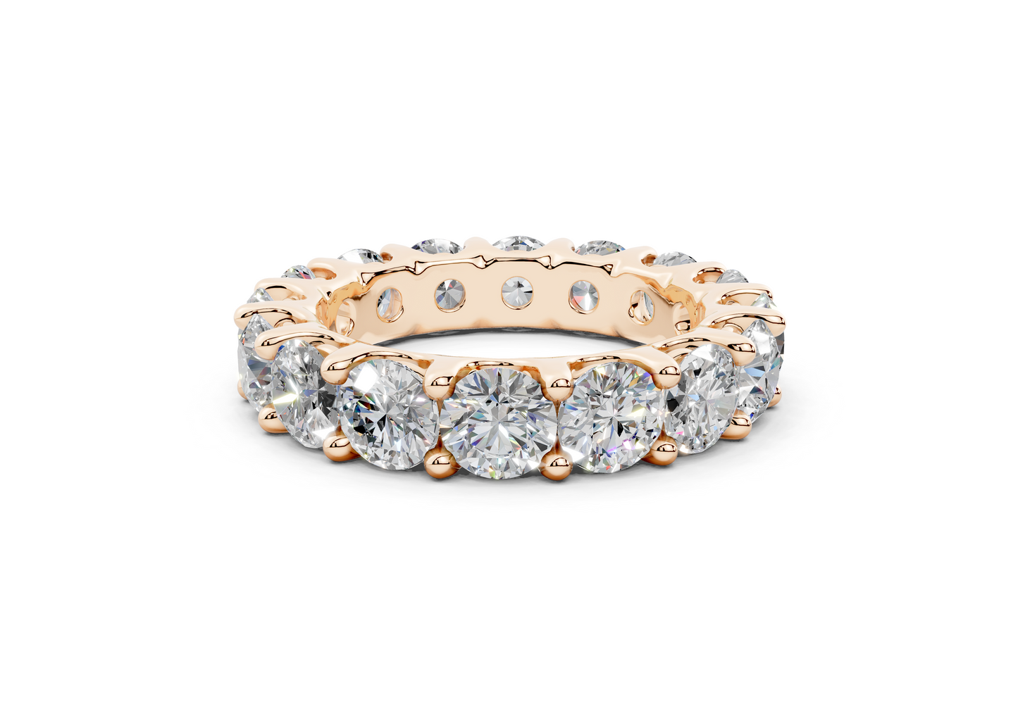 9 Carat 18K Gold Low Dome Basket Lab-Grown Sleek Comfort Diamond Eternity Ring
