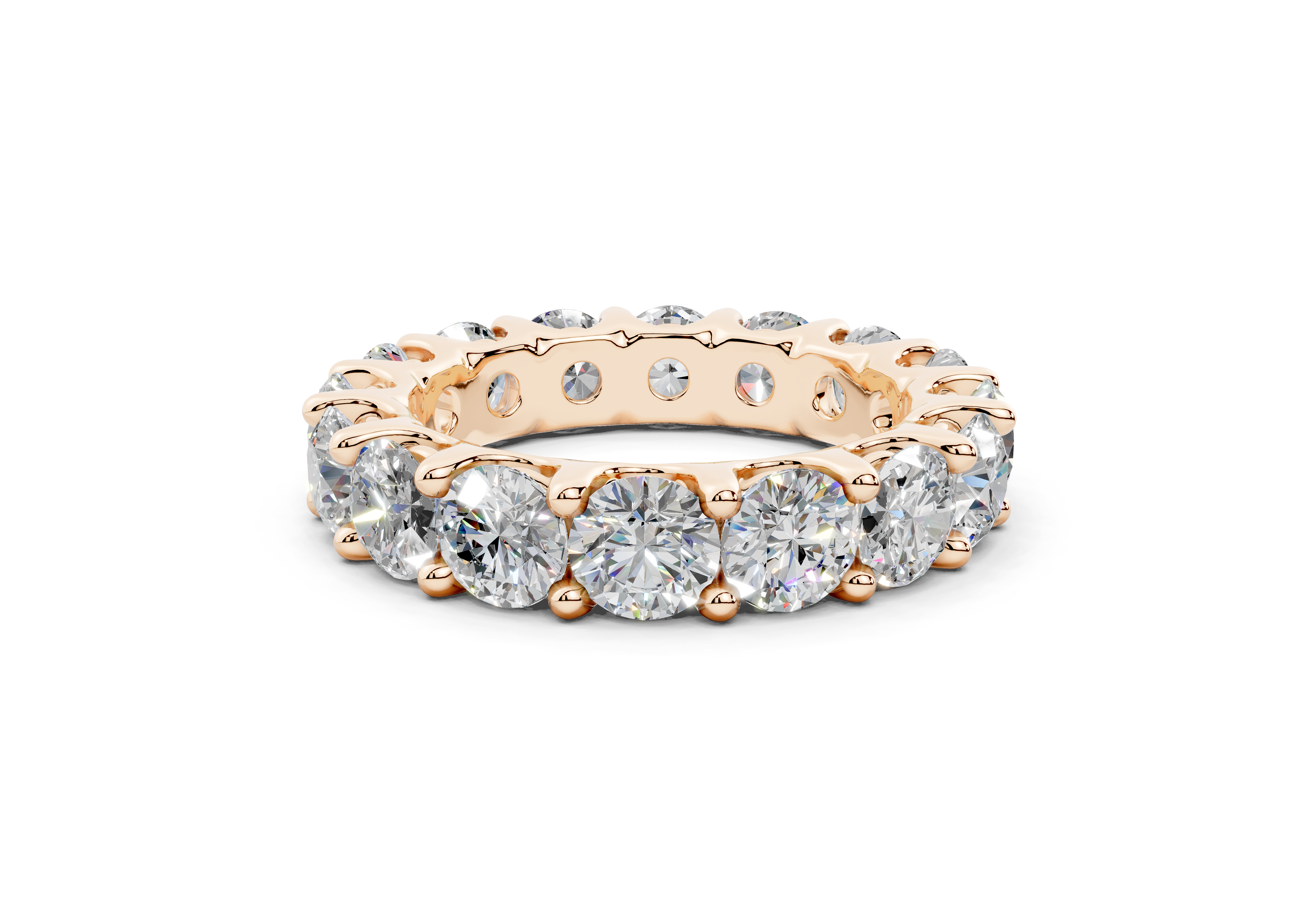 4 Carat 18K Gold Low Dome Basket Lab-Grown Sleek Comfort Diamond Eternity Ring - Rose Gold - Rose Gold - Rose Gold#Material_Rose Gold#
