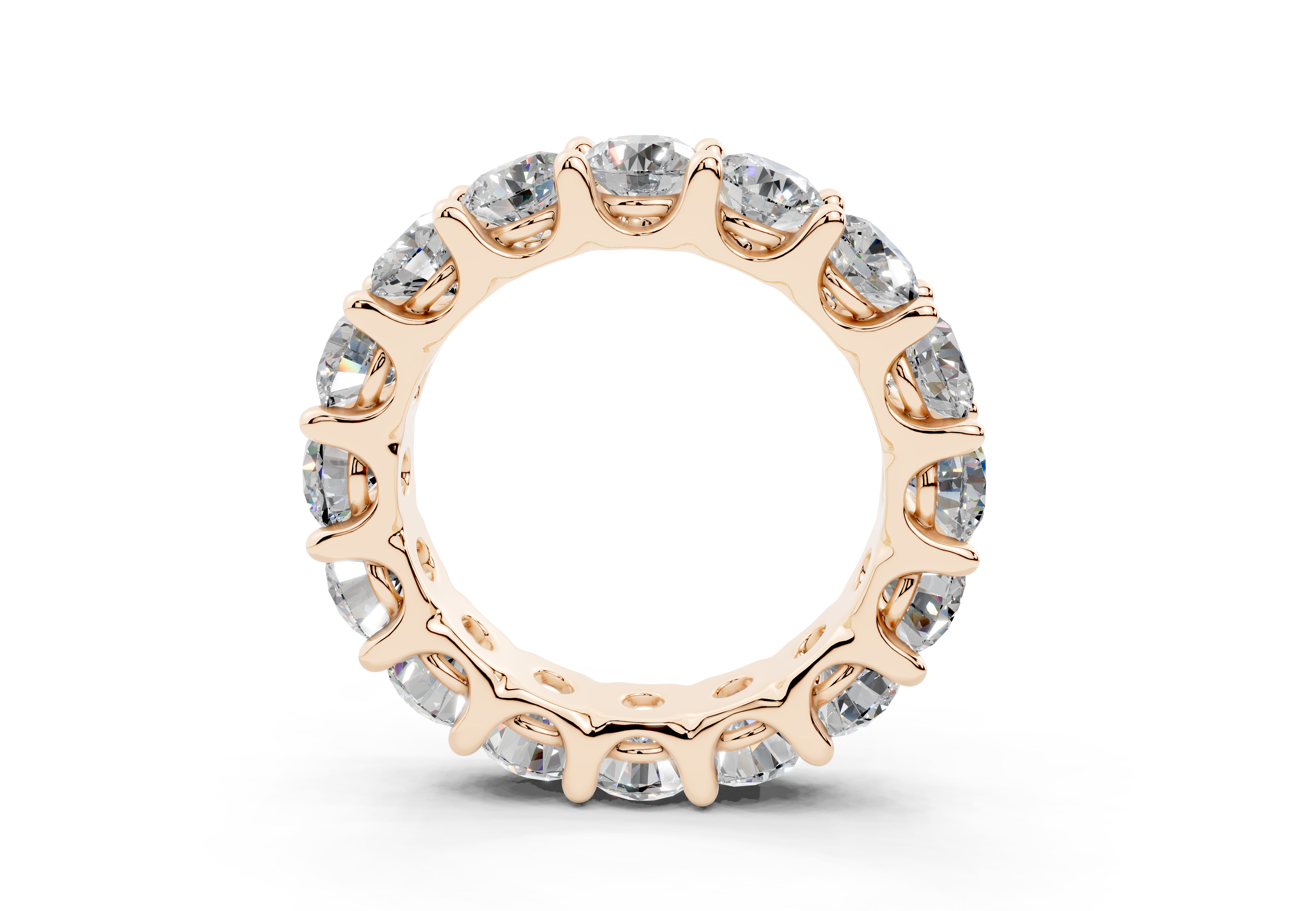 4 Carat 18K Gold Low Dome Basket Lab-Grown Sleek Comfort Diamond Eternity Ring - Rose Gold - Rose Gold - Rose Gold#Material_Rose Gold#
