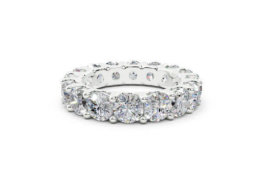 9 Carat IGI Certified 18K Gold Low Dome Basket Lab-Grown Sleek Comfort Diamond Eternity Ring