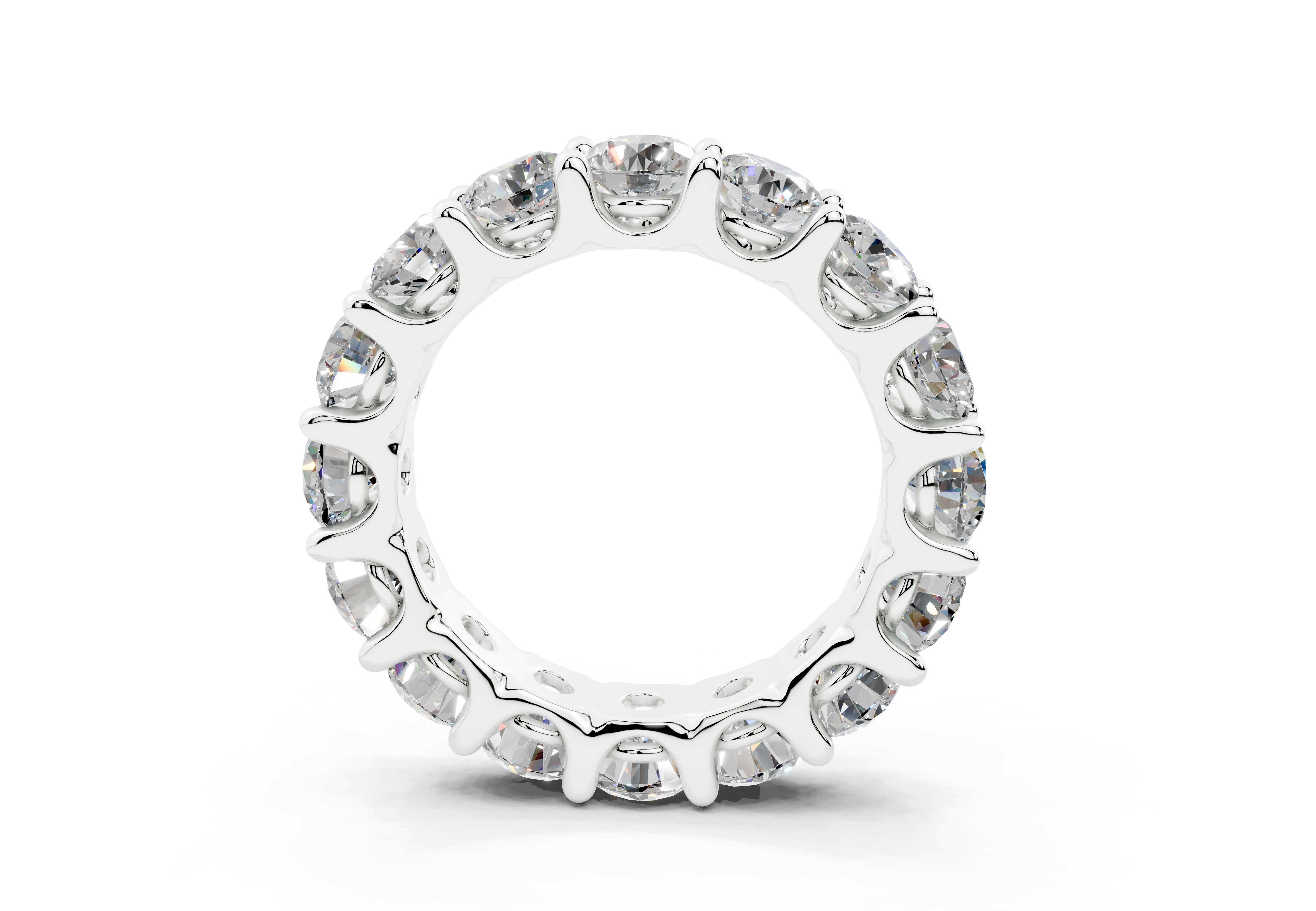 4 Carat 18K Gold Low Dome Basket Lab-Grown Sleek Comfort Diamond Eternity Ring - White Gold - White Gold - White Gold#Material_White Gold#