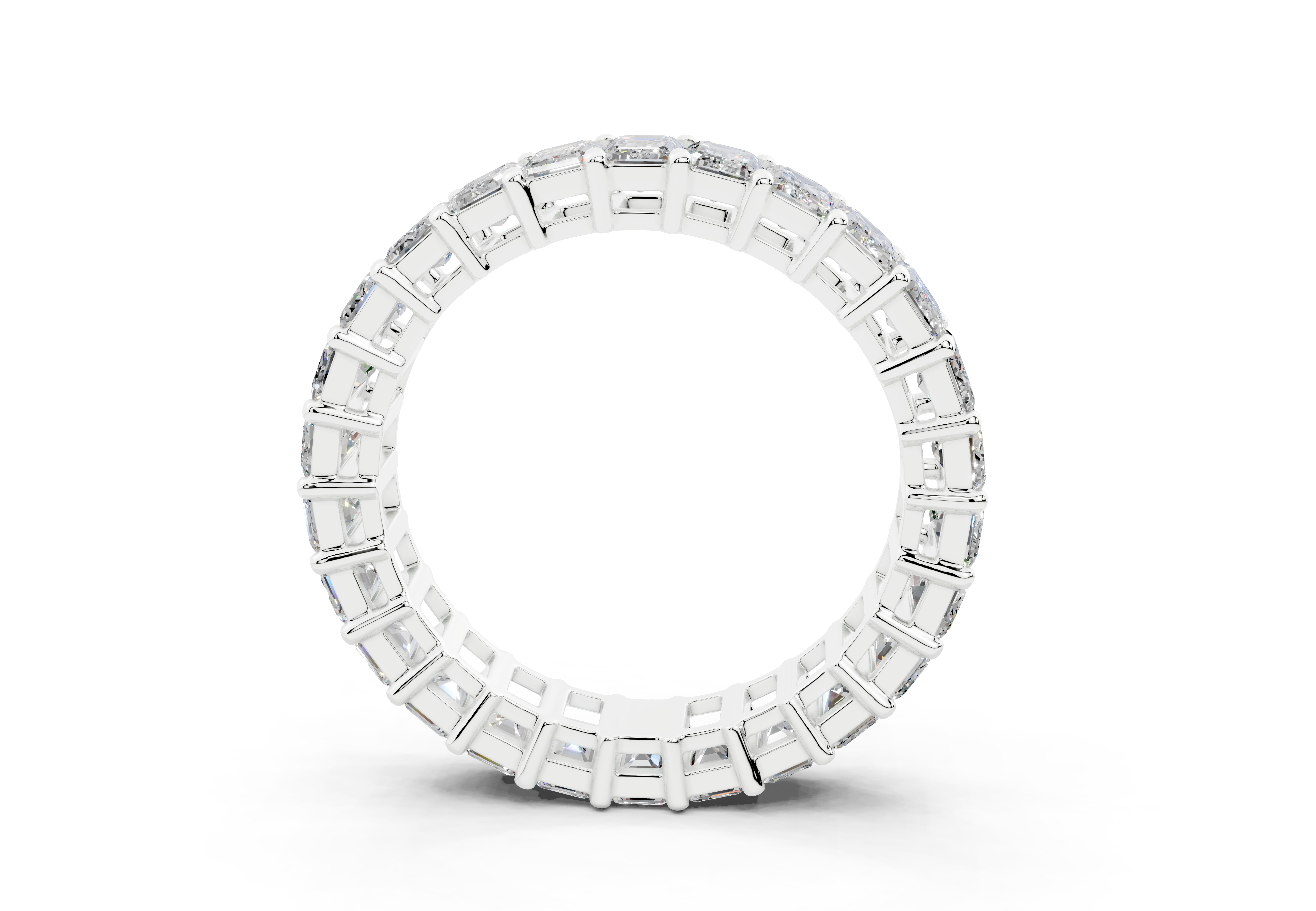 4 Carat 18K Gold Lab Grown Emerald Cut Diamond Prong Eternity Ring - White Gold - White Gold - White Gold#Material_White Gold#