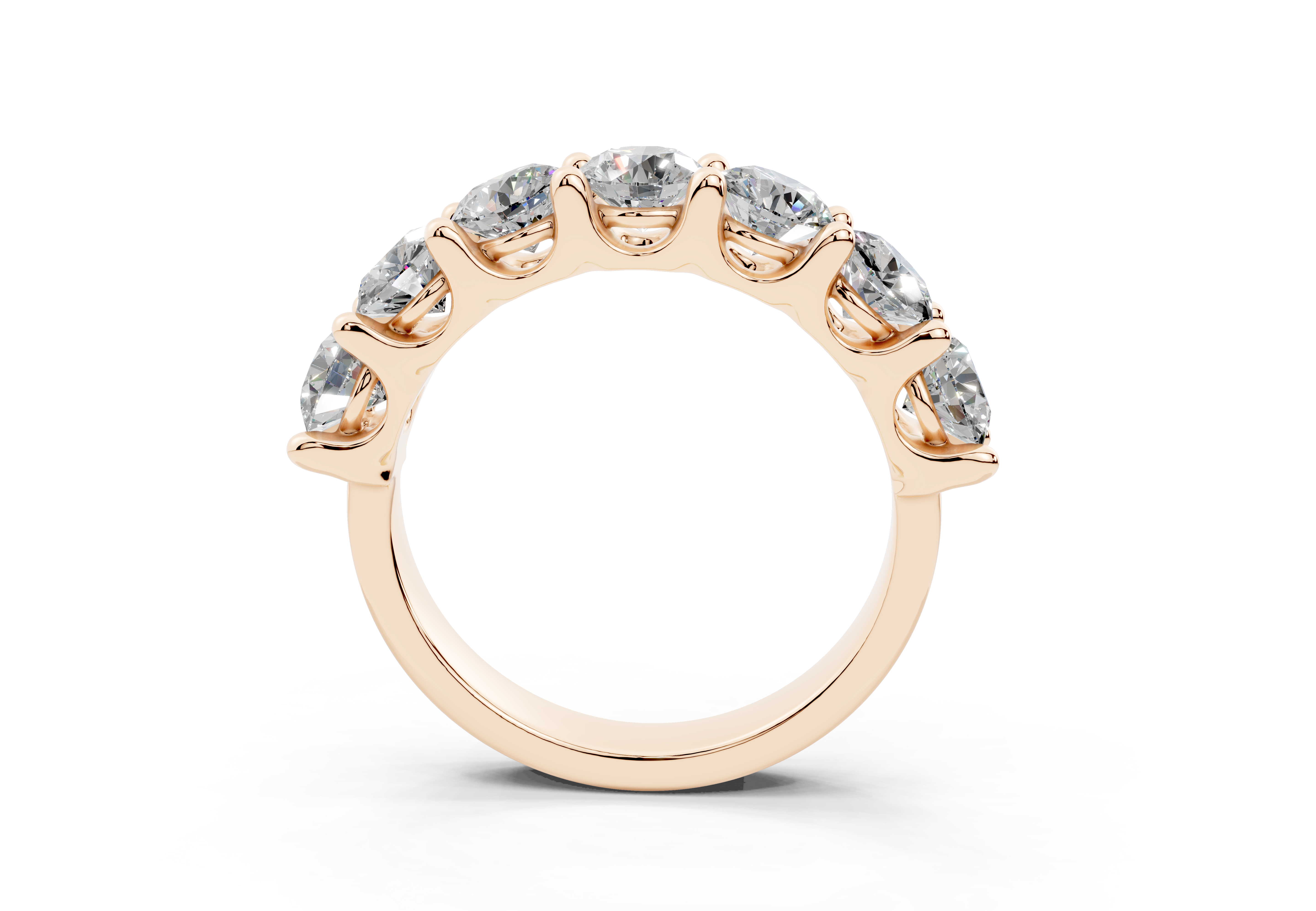 2 Carat 18K Gold Claw Prong Contour Lab-Grown Seven Diamond Half Eternity Ring - Rose Gold#Material_Rose Gold#