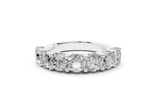 2 Carat 18K Gold Claw Prong Contour Lab-Grown Seven Diamond Half Eternity Ring
