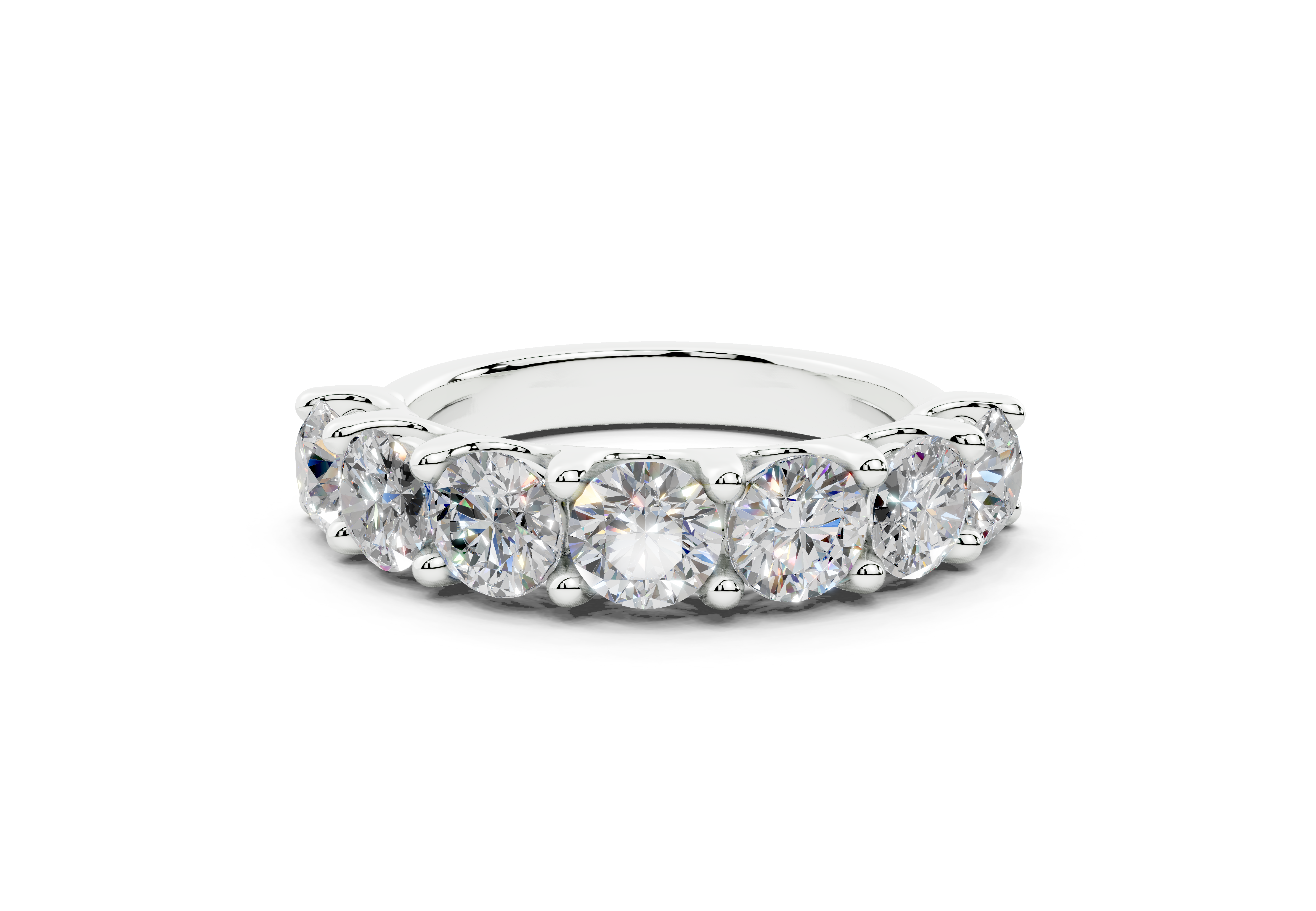 2 Carat 18K Gold Claw Prong Contour Lab-Grown Seven Diamond Half Eternity Ring - White Gold#Material_White Gold#