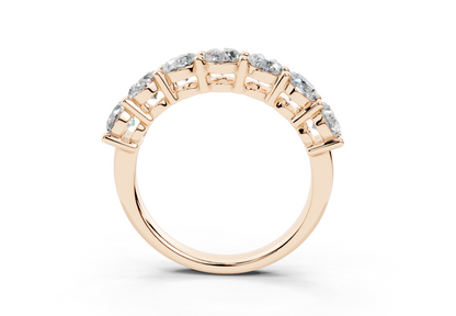 2 Carat 18K Gold Scalloped Oval Sleek Seven Diamond Half Eternity Ring