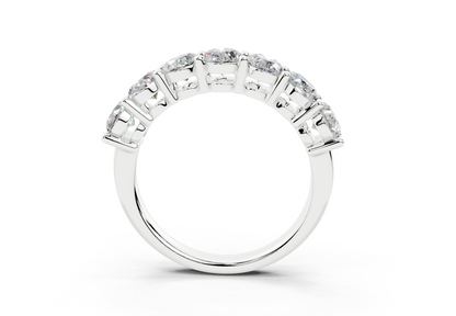 2 Carat 18K Gold Scalloped Oval Sleek Seven Diamond Half Eternity Ring