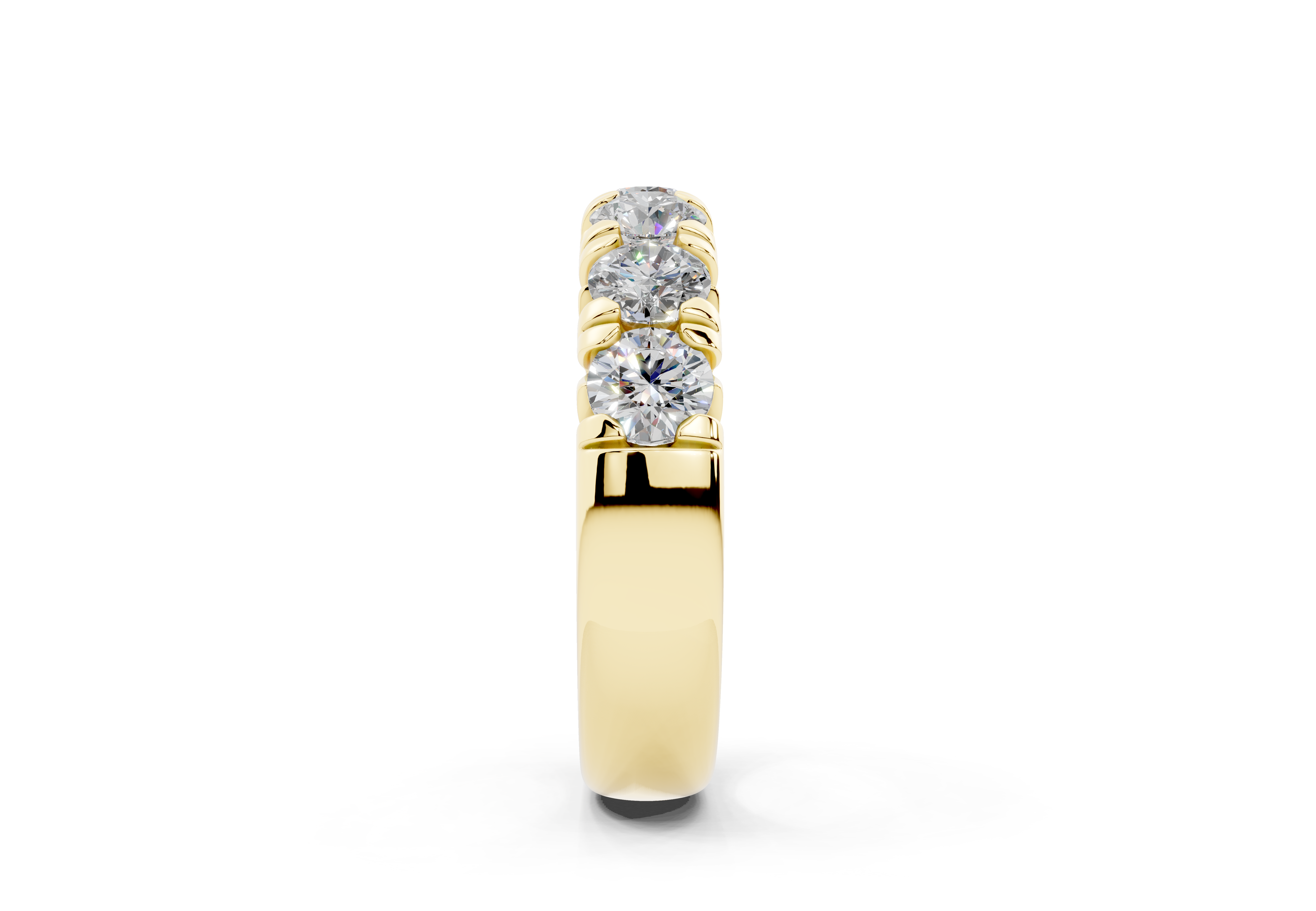 2 Carat 18K Gold French Half Pavé Slim Lab-Grown Diamond Ring - Yellow Gold#Material_Yellow Gold#