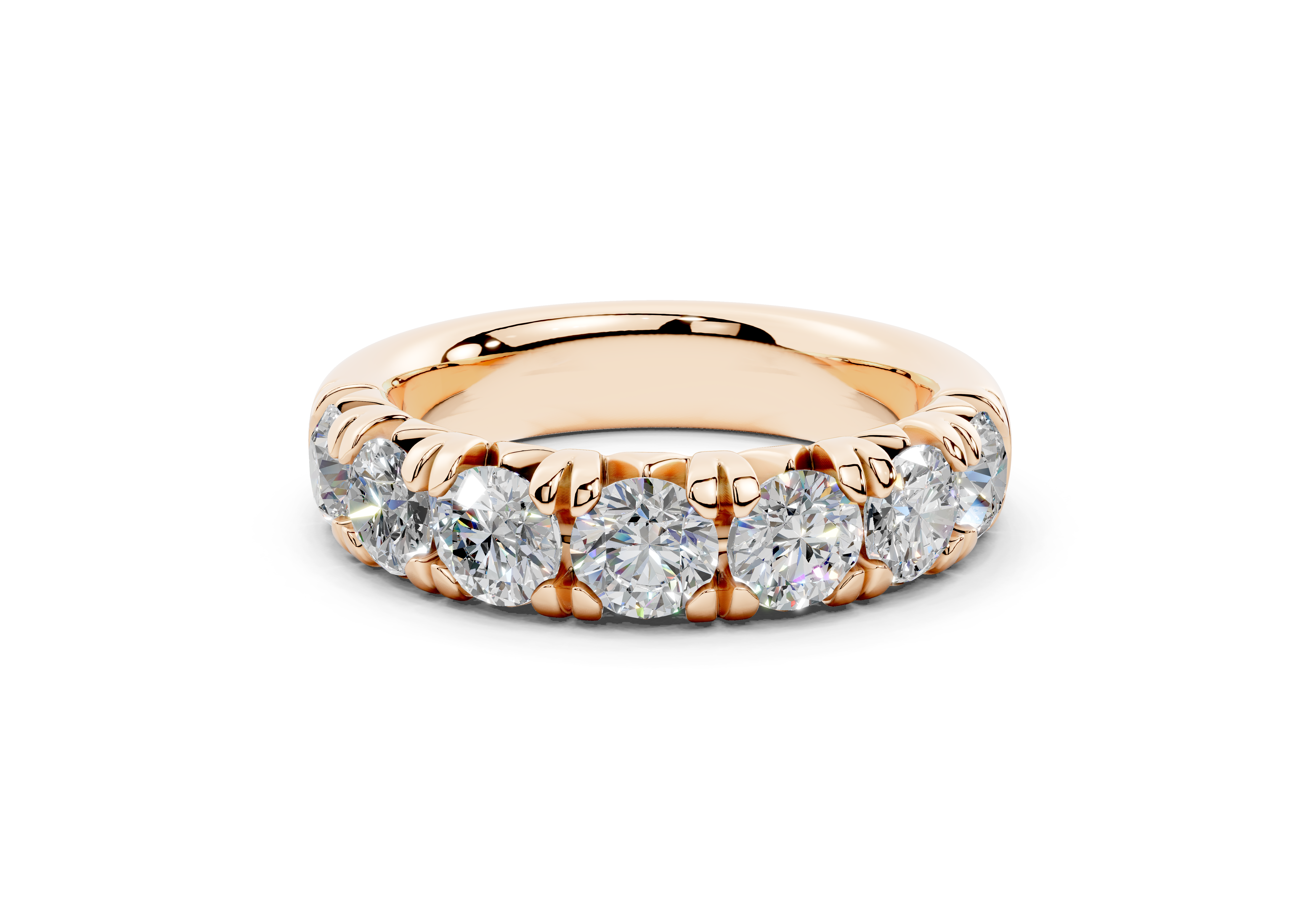 2 Carat 18K Gold French Half Pavé Slim Lab-Grown Diamond Ring - Rose Gold#Material_Rose Gold#
