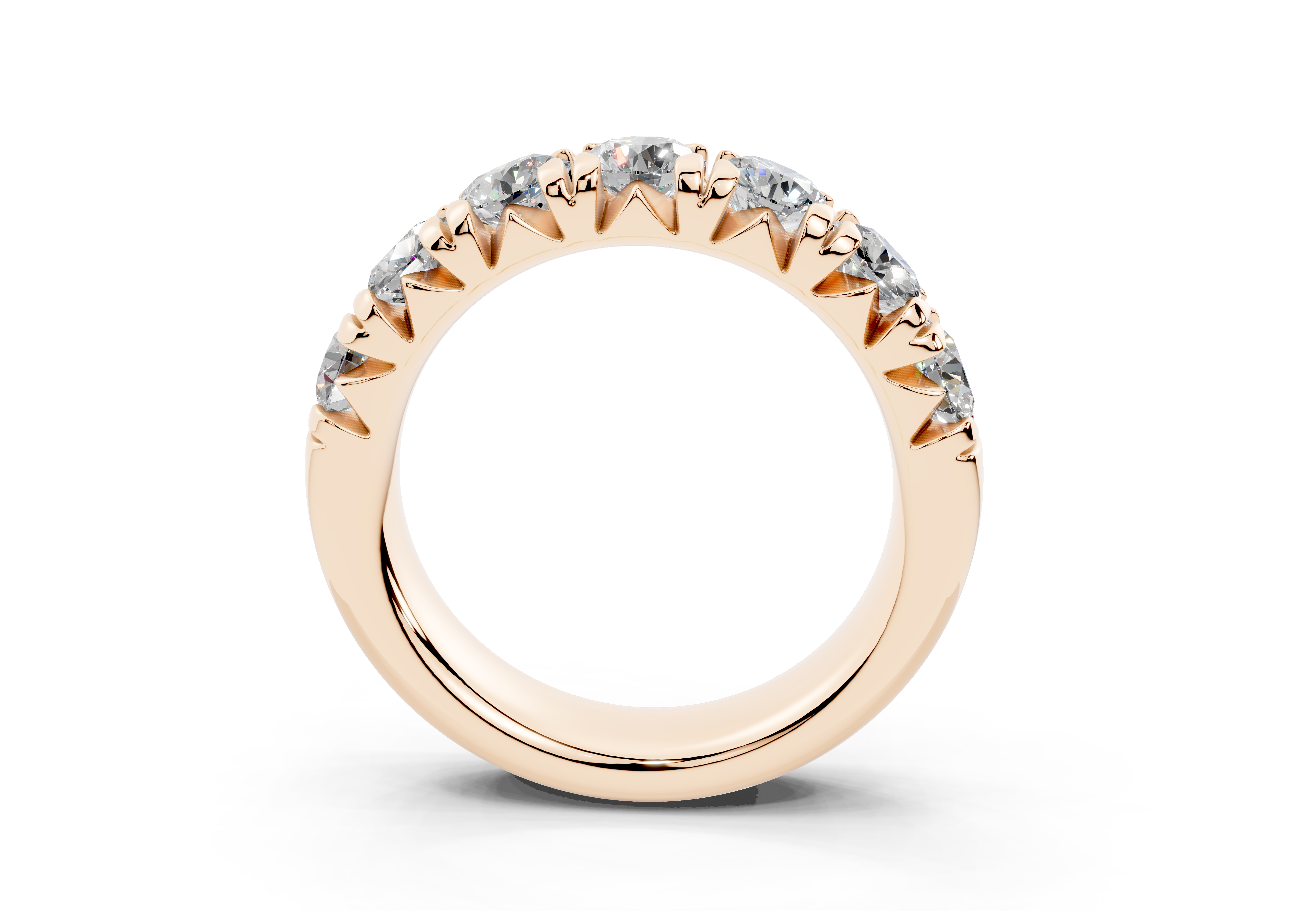 2 Carat 18K Gold French Half Pavé Slim Lab-Grown Diamond Ring - Rose Gold#Material_Rose Gold#