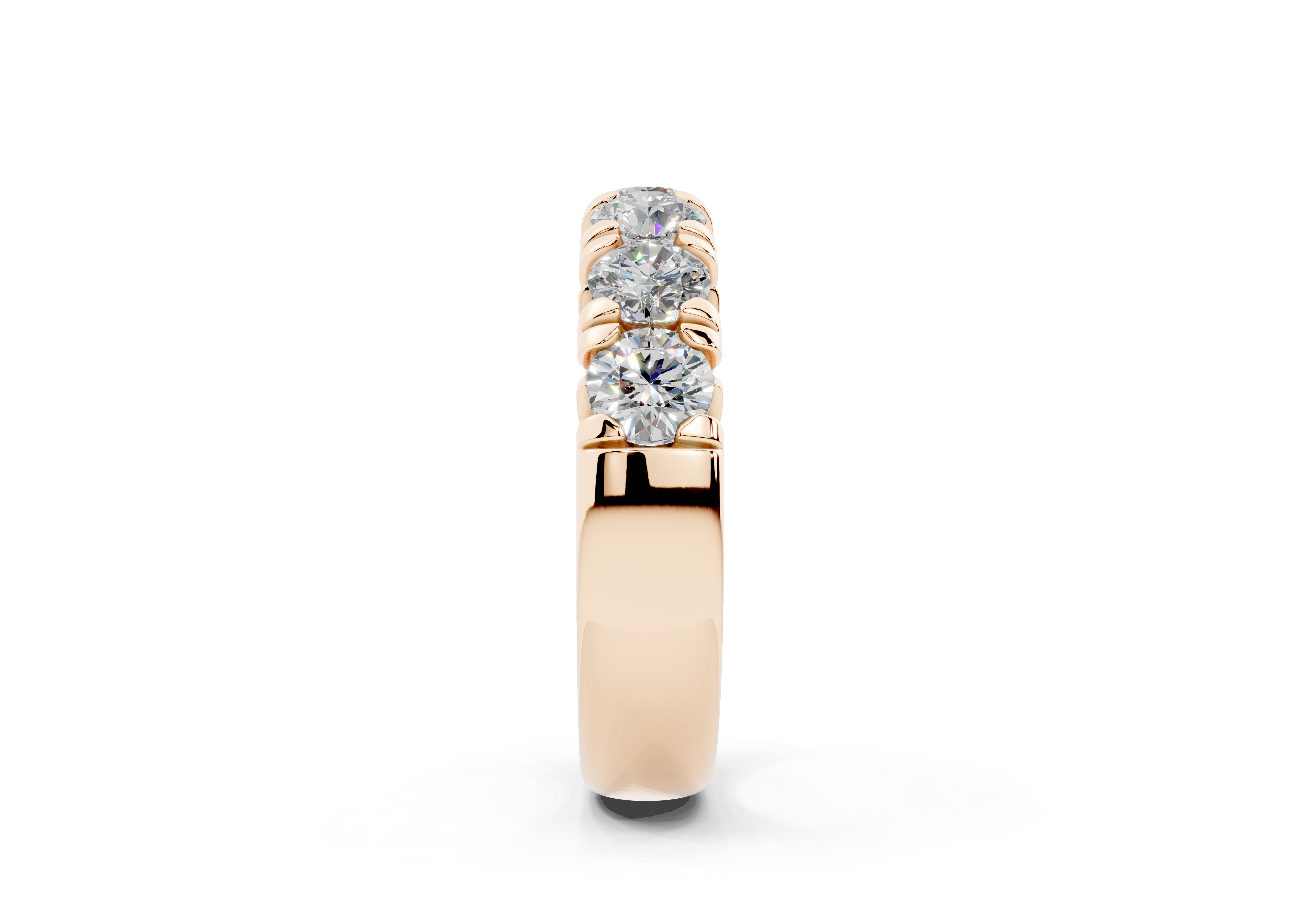 2 Carat 18K Gold French Half Pavé Slim Lab-Grown Diamond Ring - Rose Gold#Material_Rose Gold#