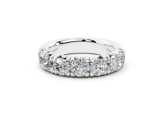 2 Carat 18K Gold French Half Pavé Slim Lab-Grown Diamond Ring