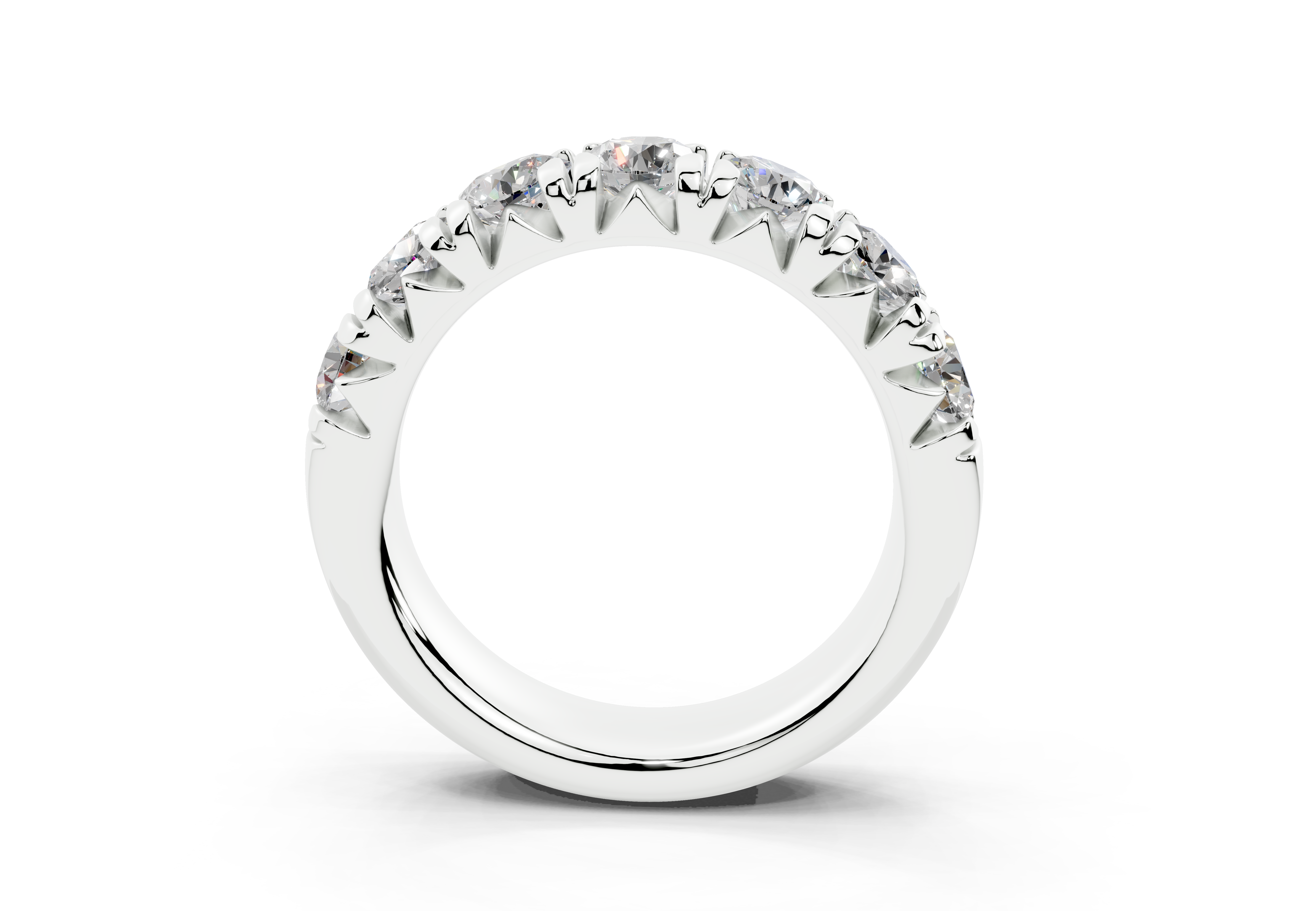 2 Carat 18K Gold French Half Pavé Slim Lab-Grown Diamond Ring - White Gold#Material_White Gold#