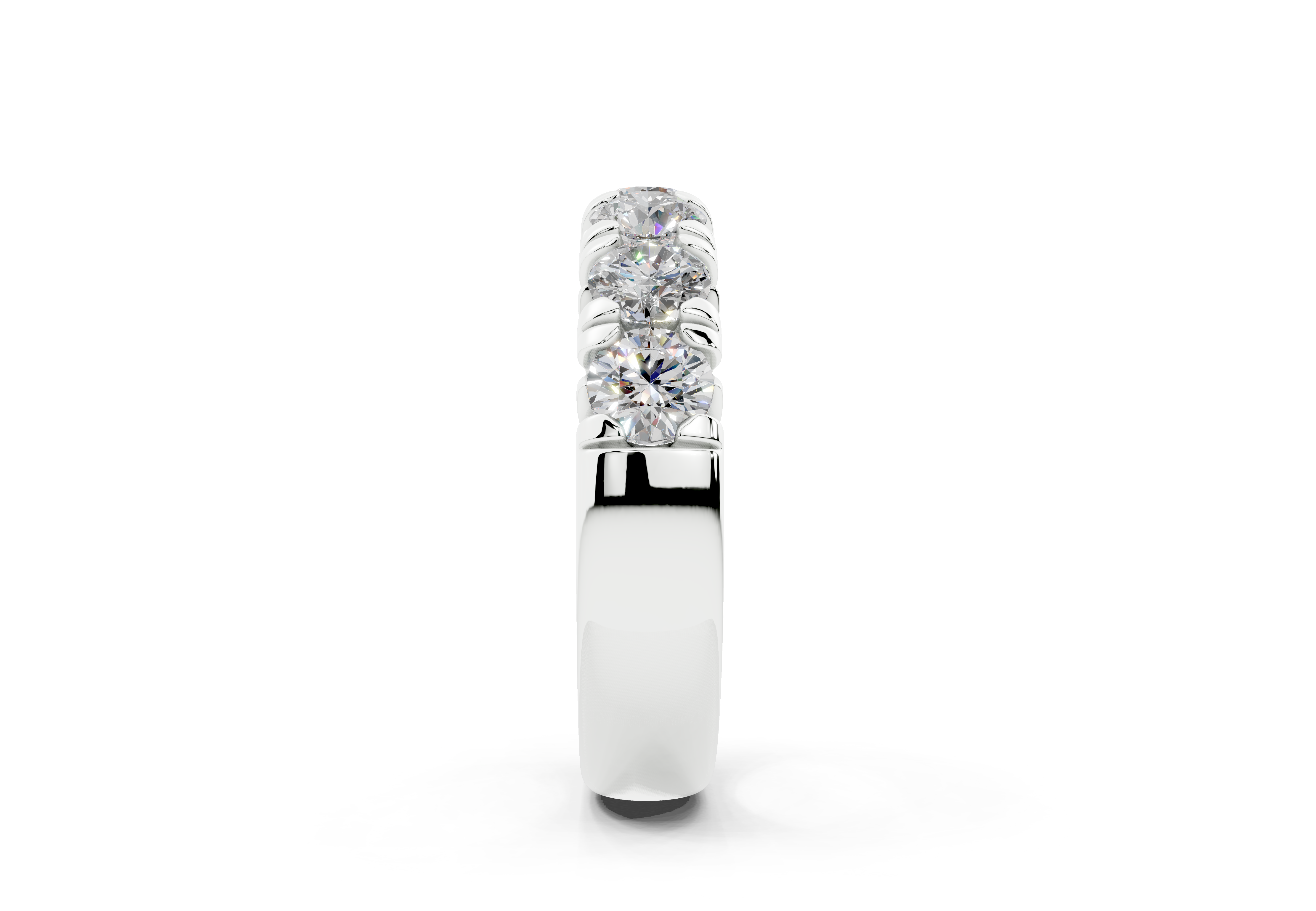 2 Carat 18K Gold French Half Pavé Slim Lab-Grown Diamond Ring - White Gold#Material_White Gold#