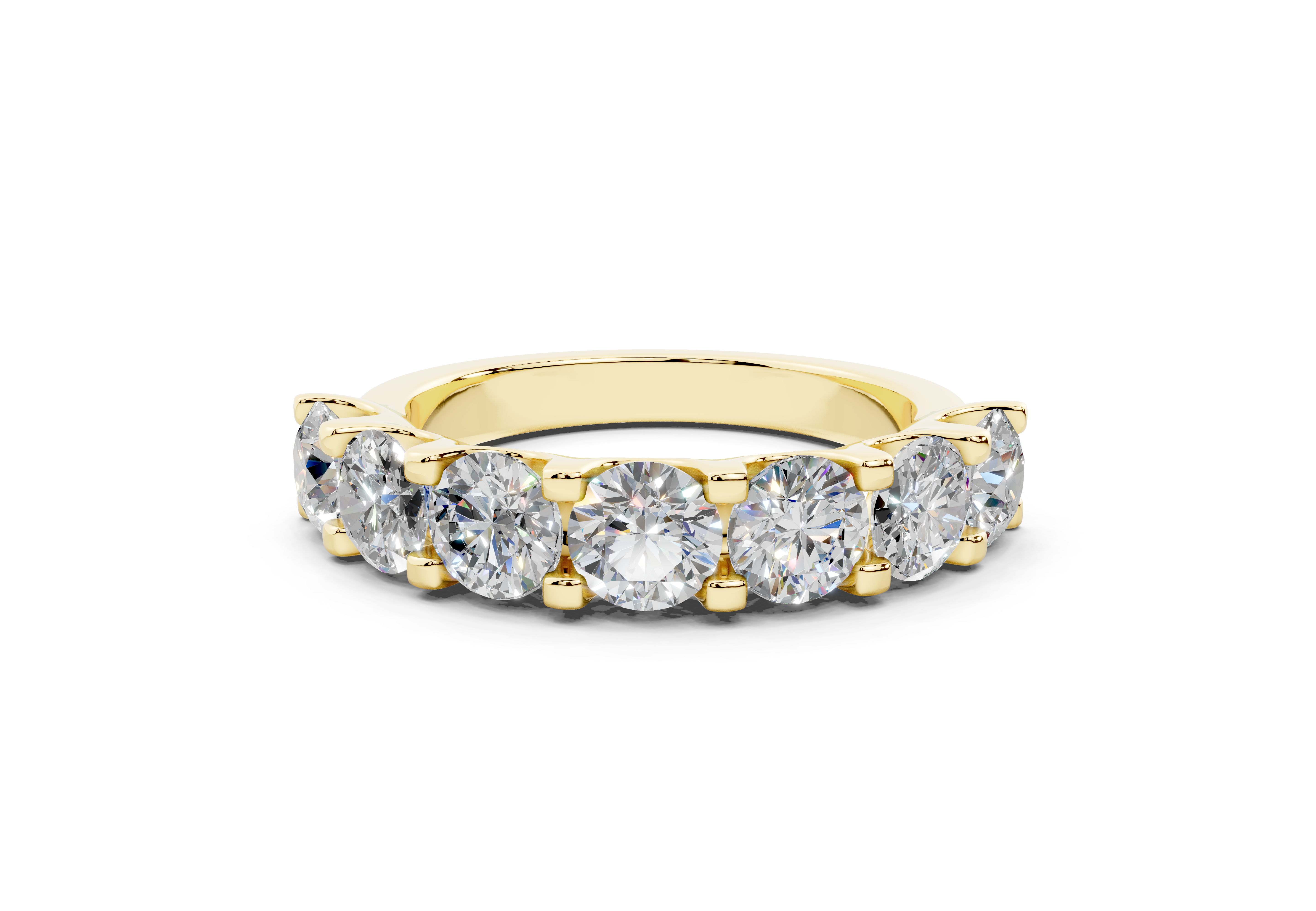 2 Carat 18K Gold Half Pavé Lab-Grown Comfort Diamond Ring - Yellow Gold#Material_Yellow Gold#