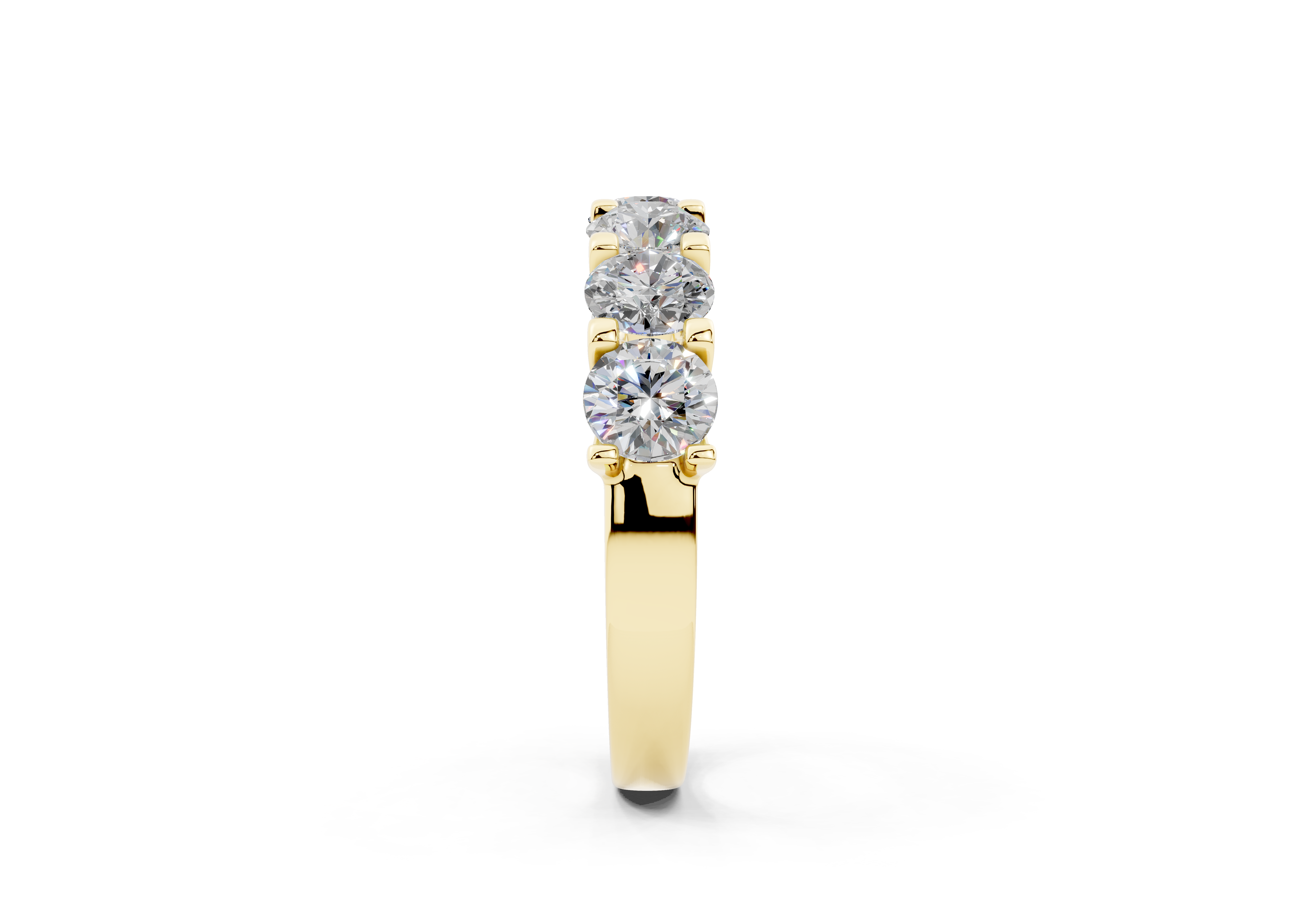 2 Carat 18K Gold Half Pavé Lab-Grown Comfort Diamond Ring - Yellow Gold#Material_Yellow Gold#
