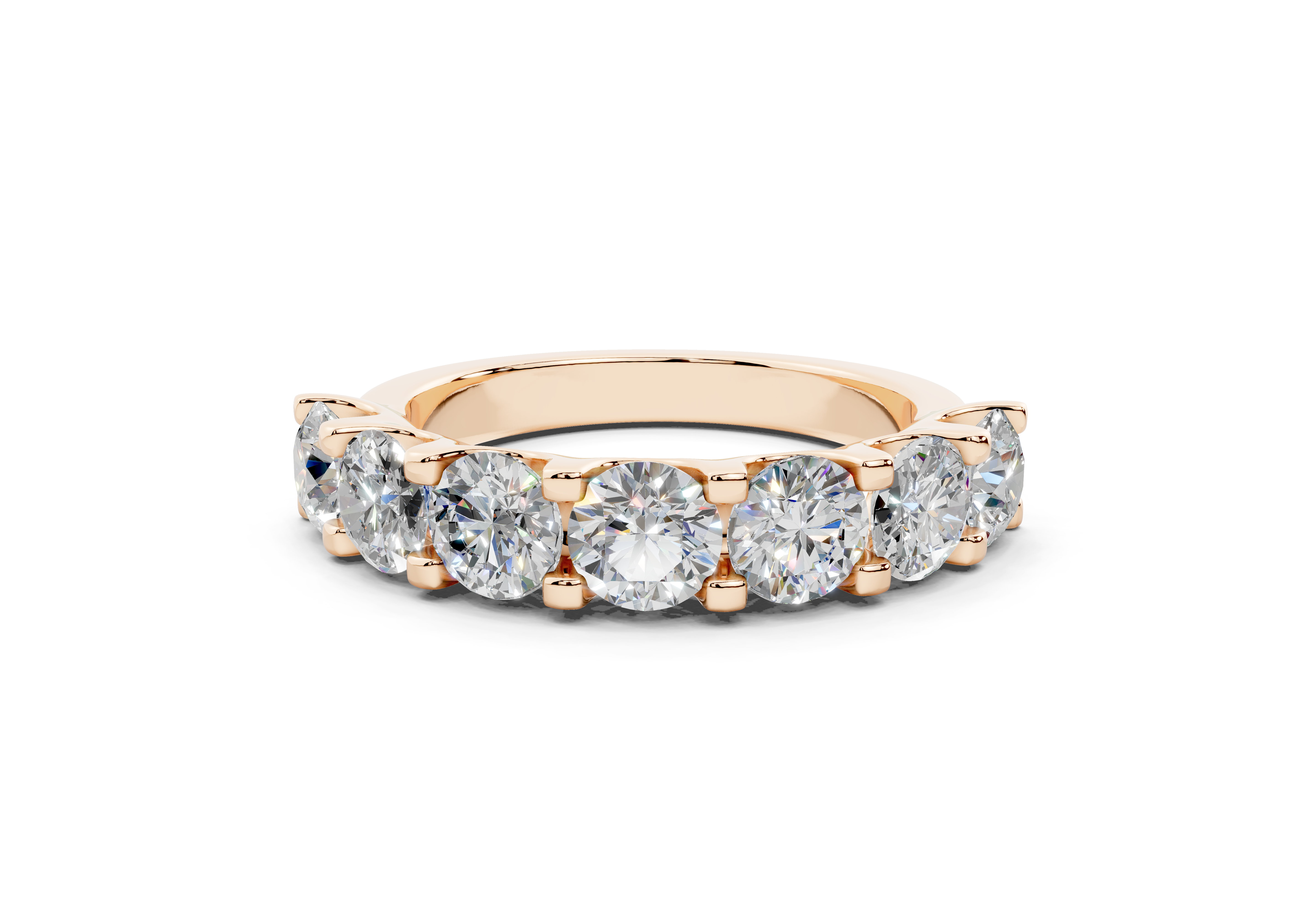 2 Carat 18K Gold Half Pavé Lab-Grown Comfort Diamond Ring - Rose Gold#Material_Rose Gold#