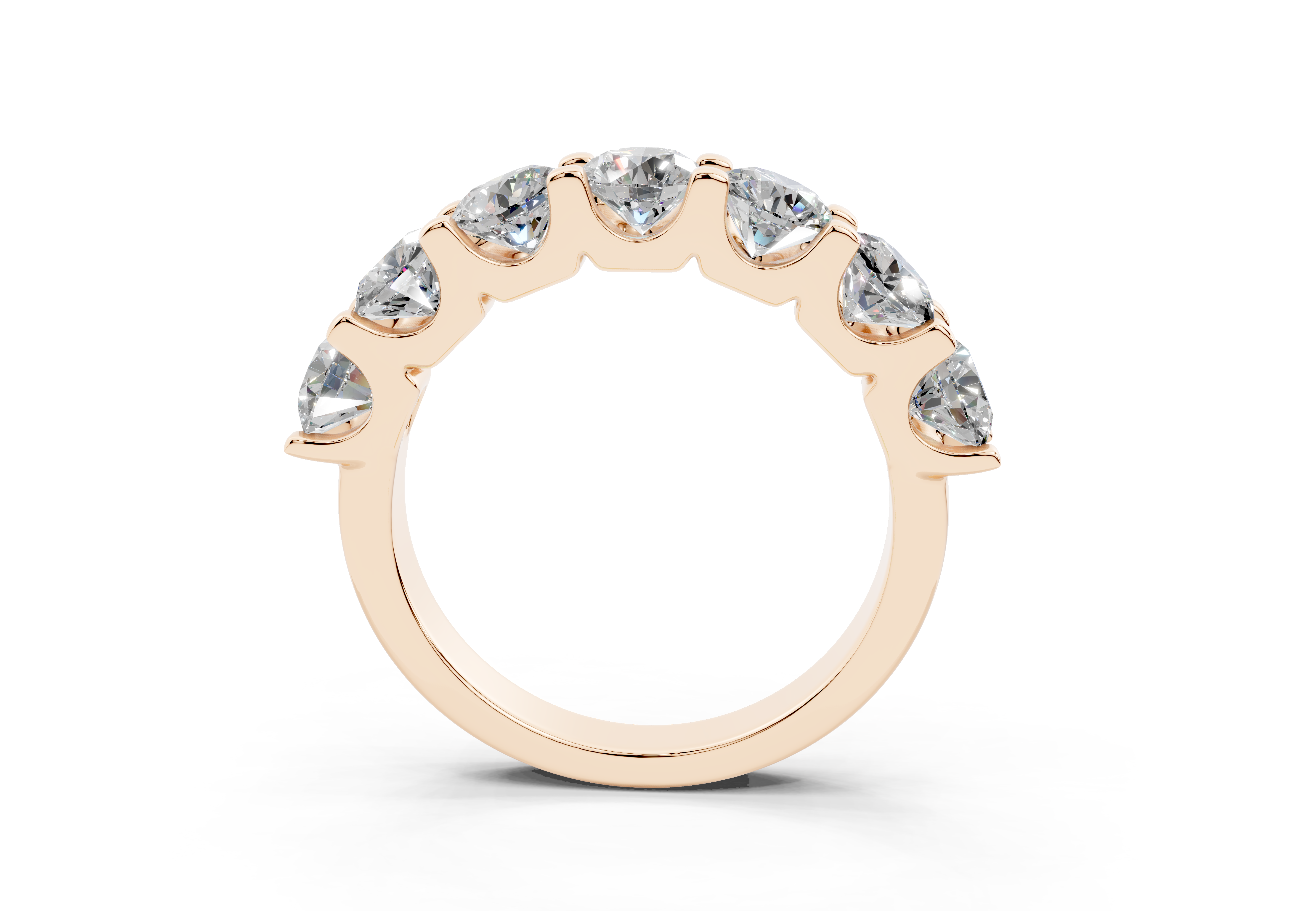 2 Carat 18K Gold Half Pavé Lab-Grown Comfort Diamond Ring - Rose Gold#Material_Rose Gold#