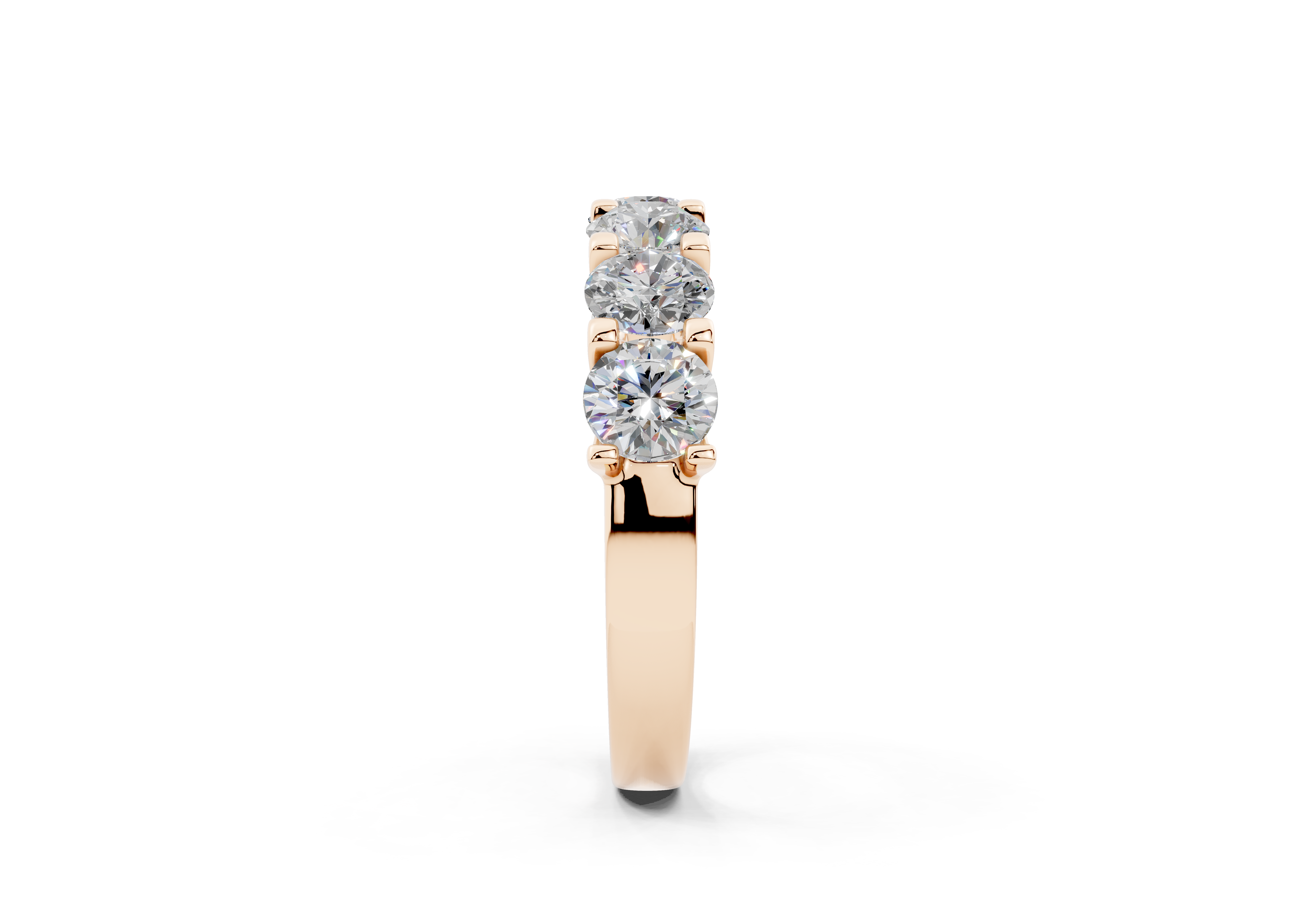 2 Carat 18K Gold Half Pavé Lab-Grown Comfort Diamond Ring - Rose Gold#Material_Rose Gold#