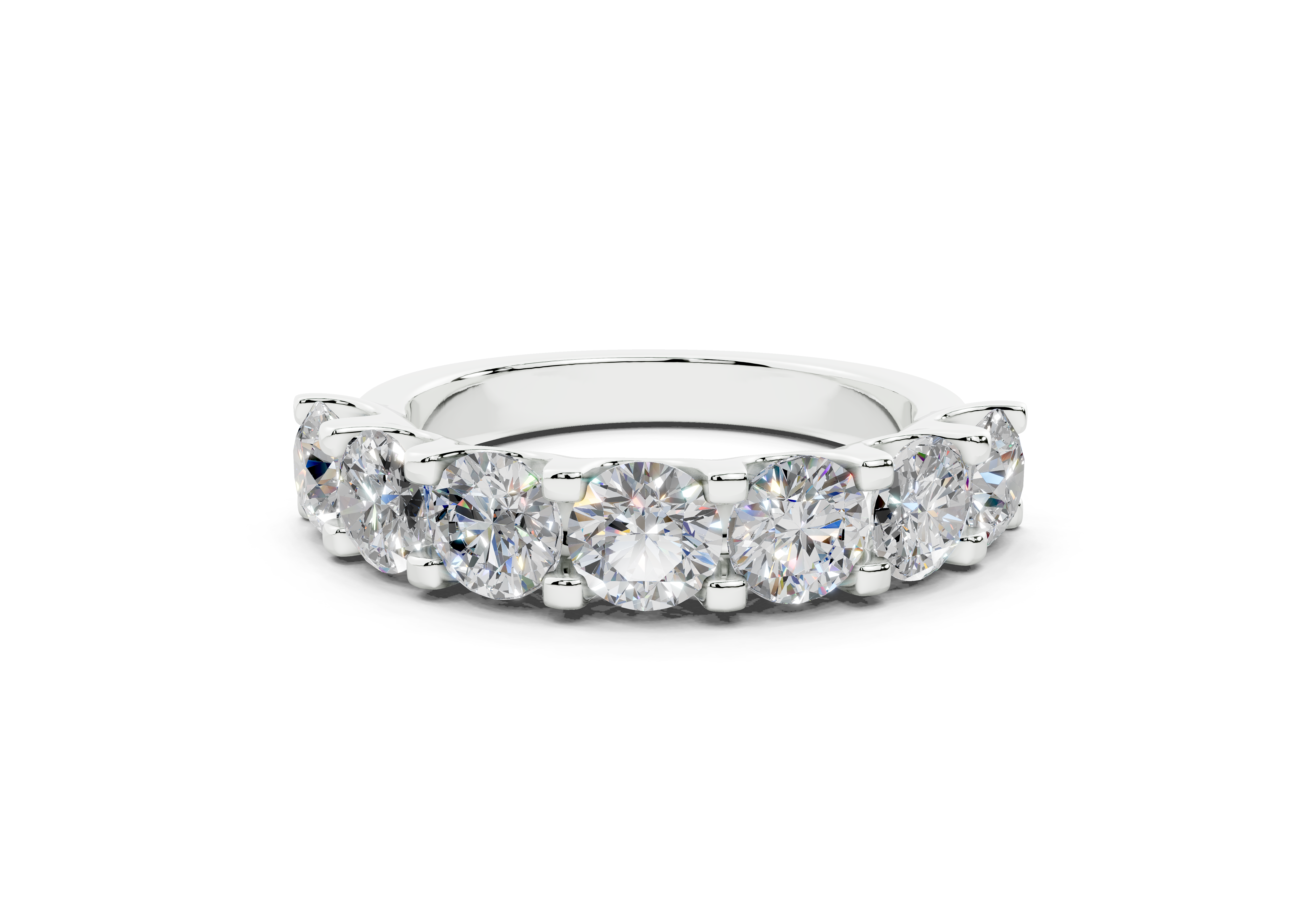 2 Carat 18K Gold Half Pavé Lab-Grown Comfort Diamond Ring - White Gold#Material_White Gold#