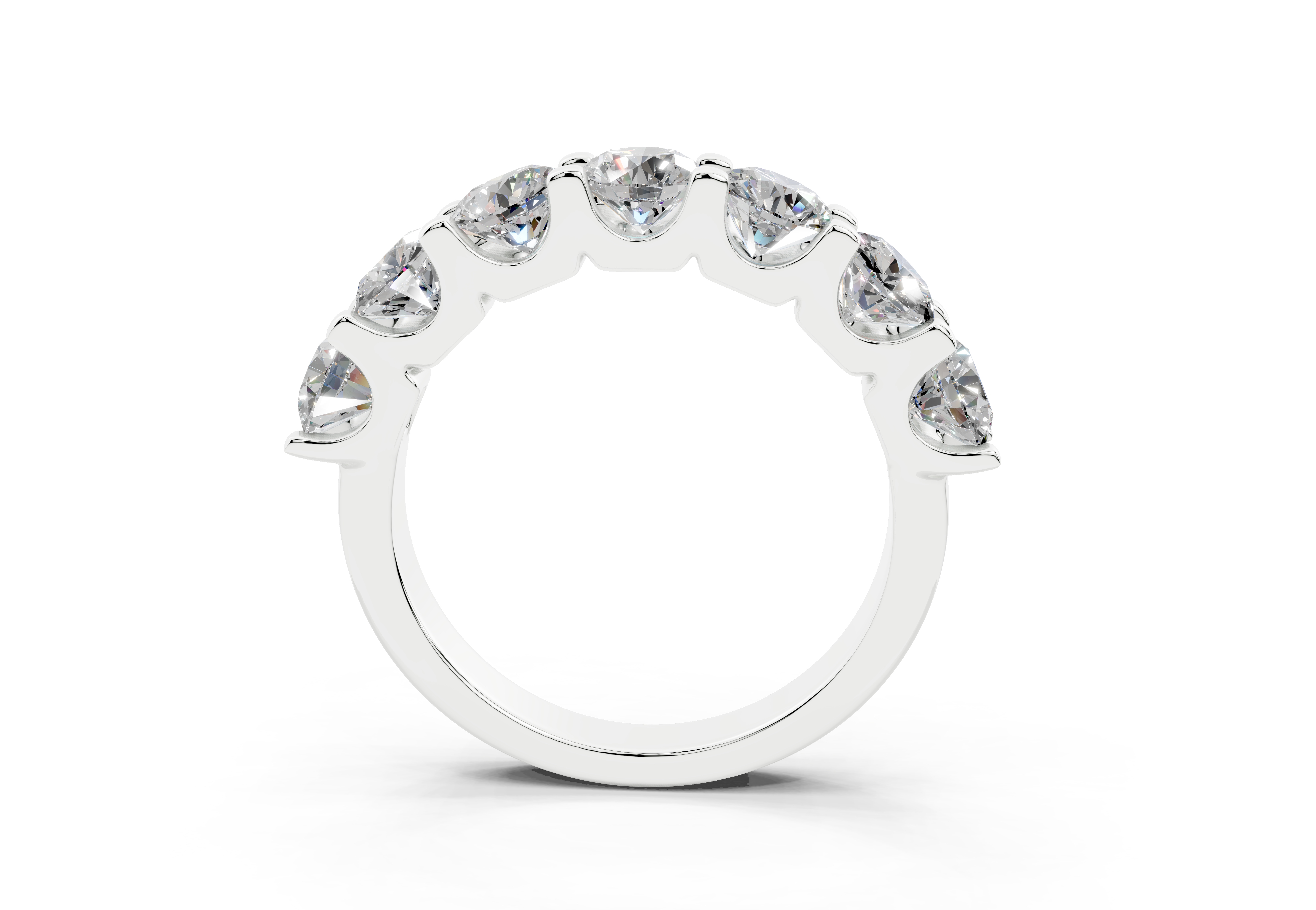 2 Carat 18K Gold Half Pavé Lab-Grown Comfort Diamond Ring - White Gold#Material_White Gold#