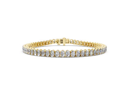12 Carat 18K Gold Classic Oval Cut Lab Grown Diamond Tennis Bracelet