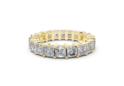 4 Carat 18K Gold Asscher Cut Classic Slim Diamond Eternity Ring