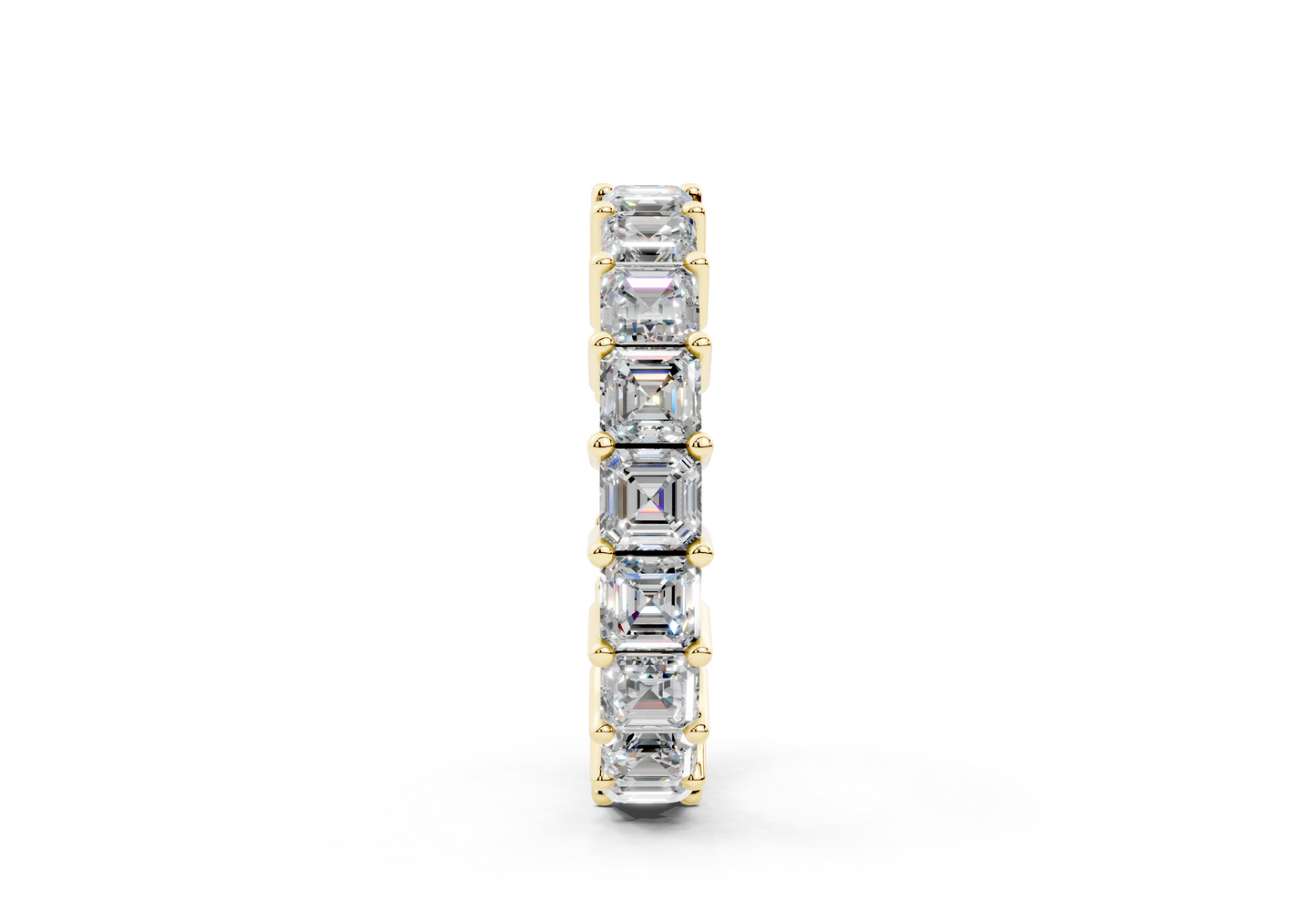 4 Carat 18K Gold Asscher Cut Classic Slim Diamond Eternity Ring