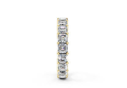 4 Carat 18K Gold Asscher Cut Classic Slim Diamond Eternity Ring