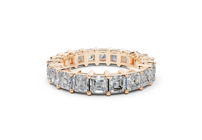 4 Carat 18K Gold Asscher Cut Classic Slim Diamond Eternity Ring