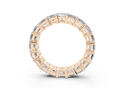4 Carat 18K Gold Asscher Cut Classic Slim Diamond Eternity Ring