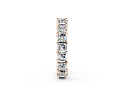 4 Carat 18K Gold Asscher Cut Classic Slim Diamond Eternity Ring